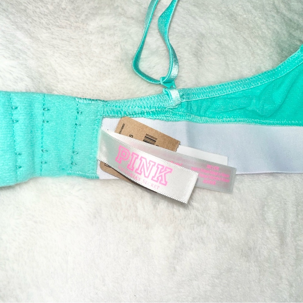 NWT! PINK Super Push-up Bra + Shortie Panty in Ice Teal - Picture 5 of 12